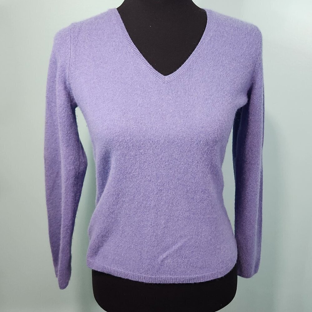 Charter Club Blue Purple 100% 2-Ply Cashmere V-Neck Pullover Size Sm
Lot H